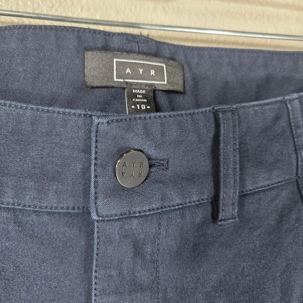 AYR The Sizzle Navy Tonal Seamed Split Hem Pants Women's 10